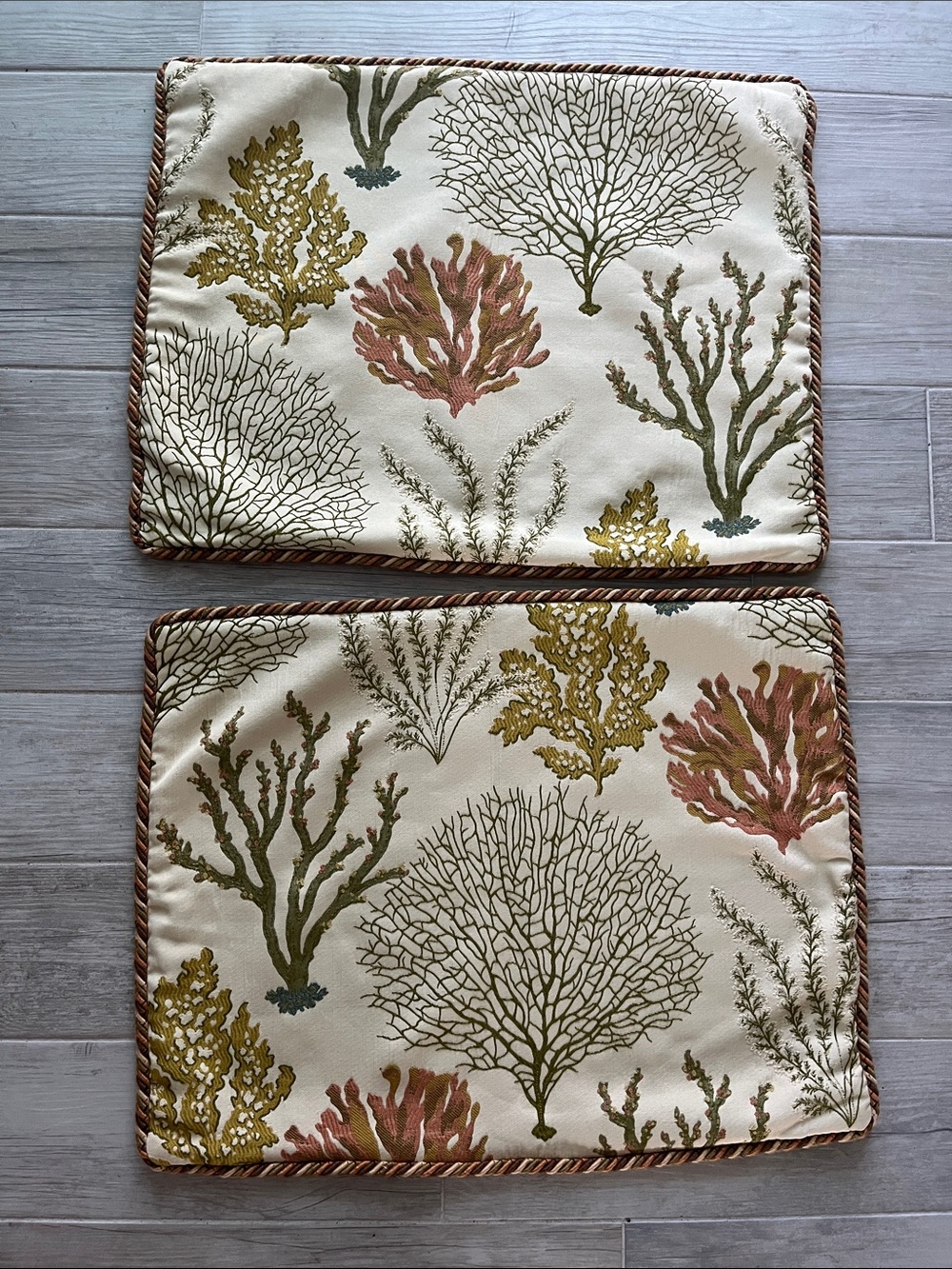 2 EasternAccents Caicos tapestry tropical coral pattern pillow shams green coral